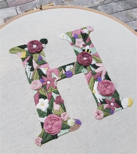 Embroidery letter Embroidery flowers | Hand embroidery letters ...