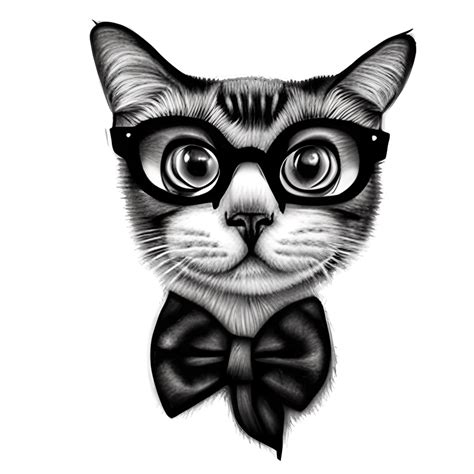 Cute Cat with Glasses and Bow Tie · Creative Fabrica