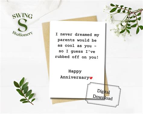 Anniversary card for parents, printable parents anniversary, cool ...