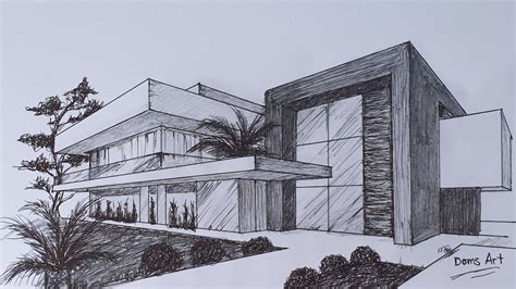 2 Point Perspective Drawing Modern House