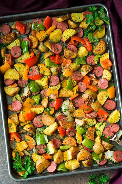 Sheet Pan Turkey Sausage Potato and Pepper Hash - Cooking Classy