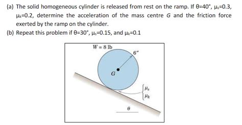 Solved (a) The solid homogeneous cylinder is released from | Chegg.com