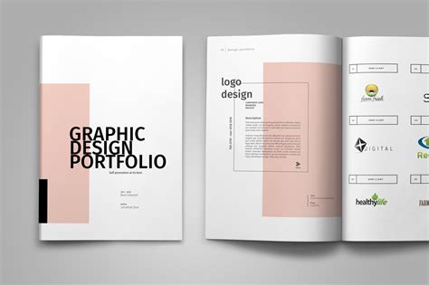 Graphic Design Portfolio Template on Yellow Images Creative Store