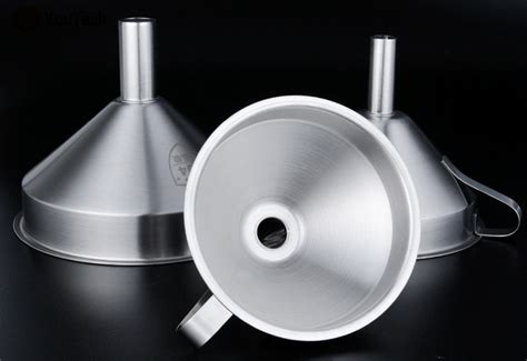 Stainless Steel Funnel Kitchen Oil Liquid Funnel Metal Wide Mouth ...