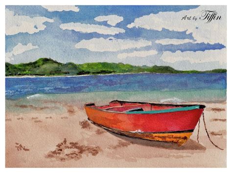 Row Boat Watercolor at PaintingValley.com | Explore collection of Row ...