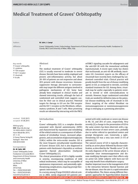 (PDF) Medical Treatment of Graves' Orbitopathy