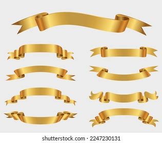 Ribbon Banner Set Gold Vector Ribbons Stock Vector (Royalty Free ...