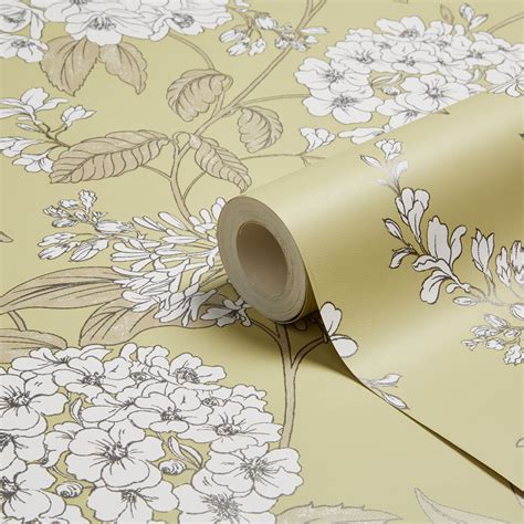 K2 Saffron Green Floral Wallpaper | Departments | DIY at B&Q