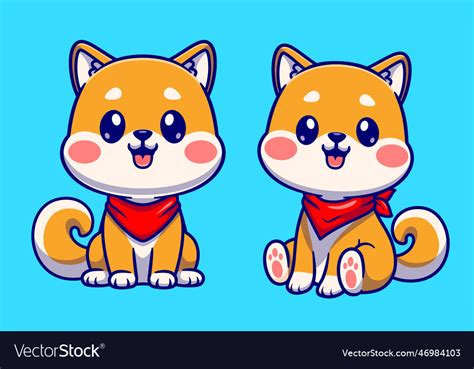 Cute Shiba Inu Dog Sitting Cartoon Icon Royalty Free Vector