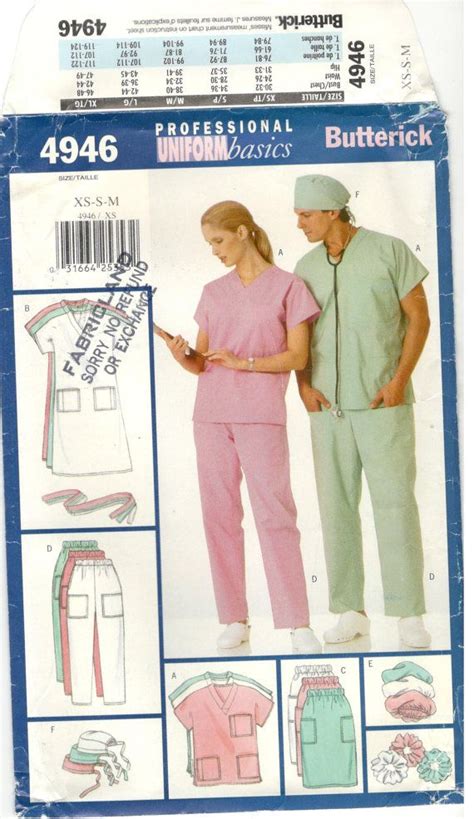 Medical Scrubs Nursing Sewing Pattern Butterick 4946 size Large and ...