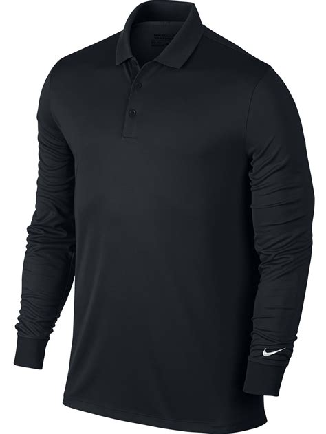 Nike - NEW Nike Victory Solid Long Sleeve Dri-Fit Polo Black/White ...