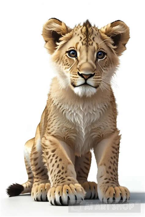 lion cub isolated on a white background