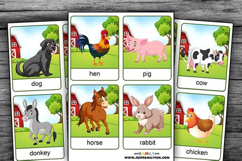 Free Printable Farm Animals Flashcards | Just Family Fun