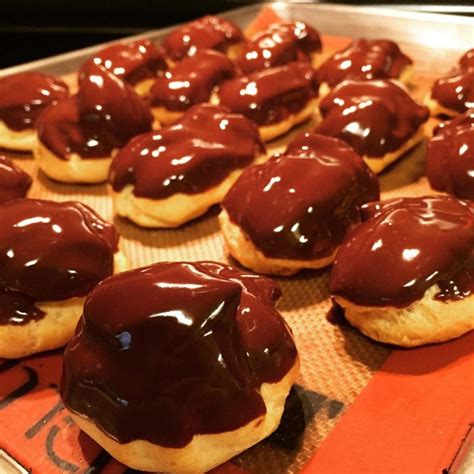 Mini eclairs - pate a choux, a thick ganache, and vanilla pastry cream ...