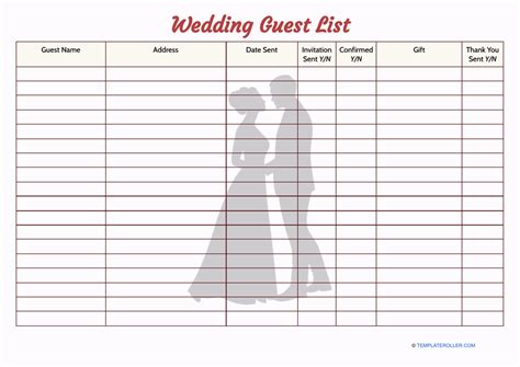 Wedding Guest List Template Download Printable PDF | Templateroller