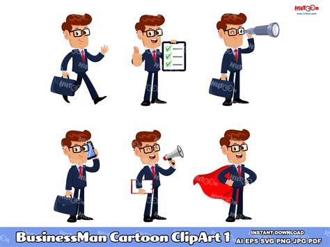 Businessman Cartoon ClipArt 1 Graphic by HitToon · Creative Fabrica