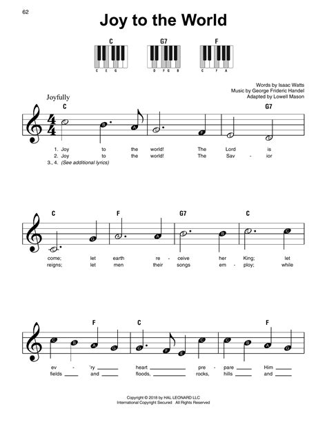 Joy To The World by George Frideric Handel Sheet Music for Super Easy ...