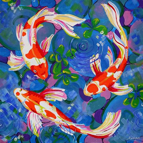 "Koi - Acrylic koi fish painting" by EveiArt | Redbubble