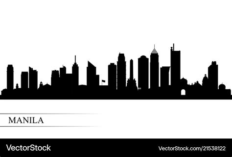 Manila city skyline silhouette background Vector Image