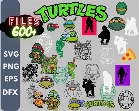 Ninja Turtles 600 Clip Arts Bundle Alphabet Ninja Turtles Svg Cut