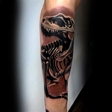 Spectacular 3D like beautiful looking dinosaur skeleton tattoo on ...