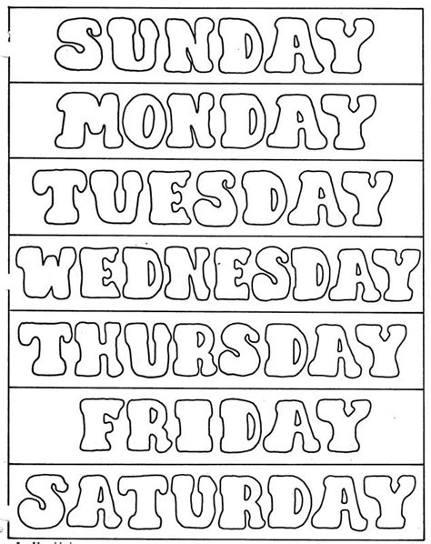 Days Of The Week Printables For Preschool - makeflowchart.com