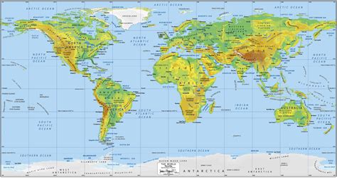 Physical Features Map Of World - Guenna Holly-Anne