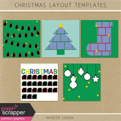 Christmas Layout Templates by Marisa Lerin graphics kit | Pixel ...