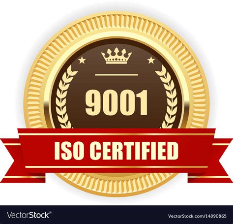 Iso 9001 certified medal - quality management Vector Image