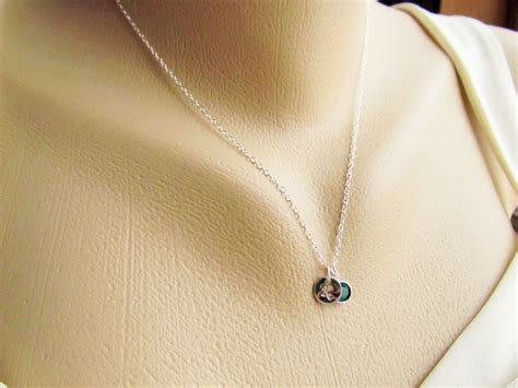 Birthstone Initial Necklace Sterling Silver Necklace - Etsy