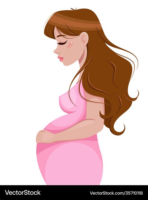 Pregnant woman cartoon character in flat style Vector Image