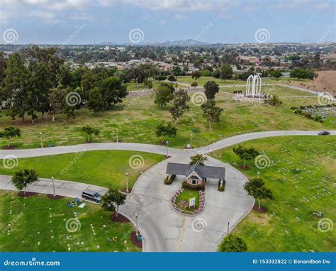 Aerial View of Greenwood Memorial Park with Memorial Statue and ...