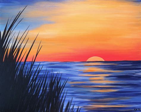 Beach Sunset Landscape Painting