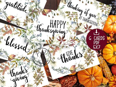 PRINTABLE Thanksgiving Cards Set Give Thanks Gratitude Blessed - Etsy