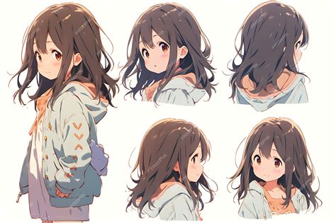 Premium AI Image | 2D Anime Character Concept Art Turnaround Sheet ...