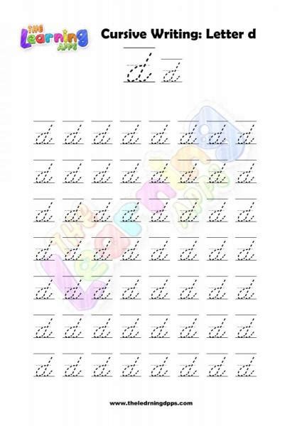 Free Printable Cursive Letter D Writing Grade 1 Worksheets