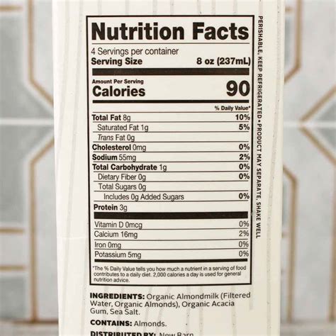 Organic Unsweetened Almond Milk Nutrition Facts | Besto Blog