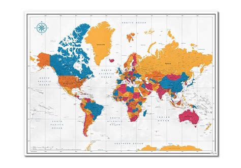 World Map Detailed Countries Poster,World Map Poster,World Map Wall Art ...