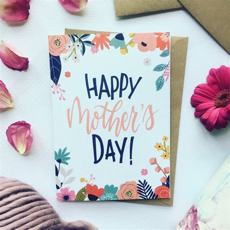 Mothers Day Card, Flowers Mothers Day Greetings Card, Colourful Mothers ...