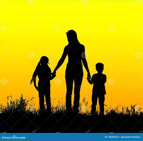 Mother Holding Hands Silhouette