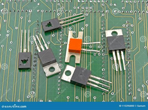 Closeup Detail of Transistors on Circuit Board Stock Photo - Image of ...