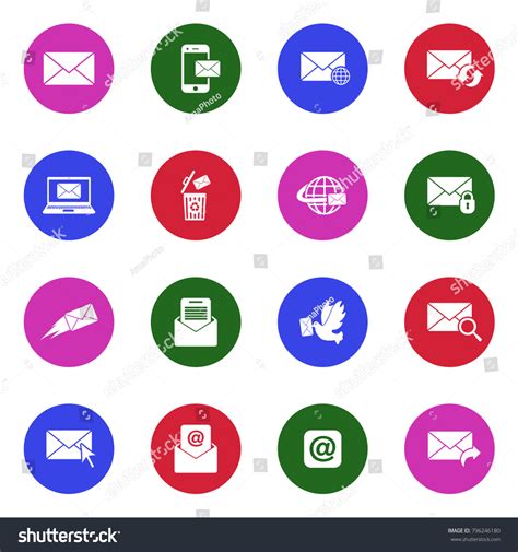 Email Icons White Flat Design Circle Stock Vector (Royalty Free ...