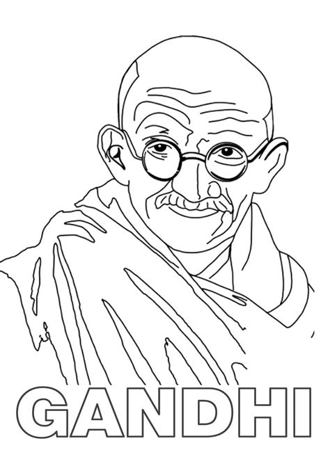 Mahatma Gandhi Outline Coloring Pages