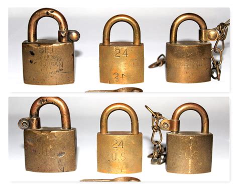 Vintage, Brass Padlocks, Three Solid Brass Locks, Junkunc Bros ...