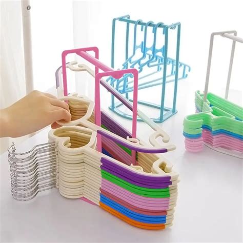 Practical Plastic Clothes Hanger Stacker Holder Storage Organizer PVC ...