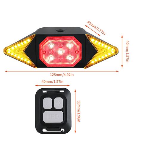 Bicycle Turn Signals Waterproof Remote Control Wireless Tail Light USB ...