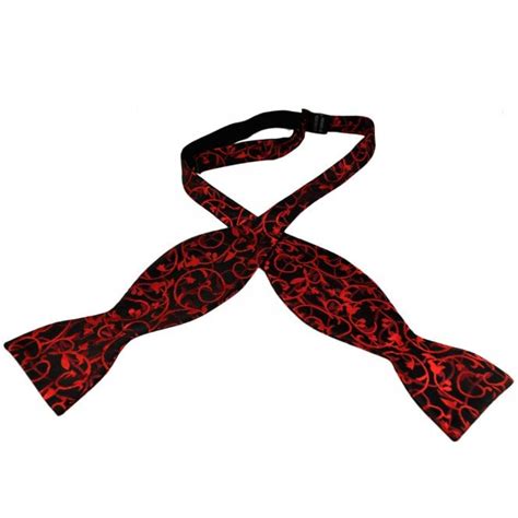 Black, Dark Red & Bright Red Patterned Men's Self Tie Bow Tie from Ties ...