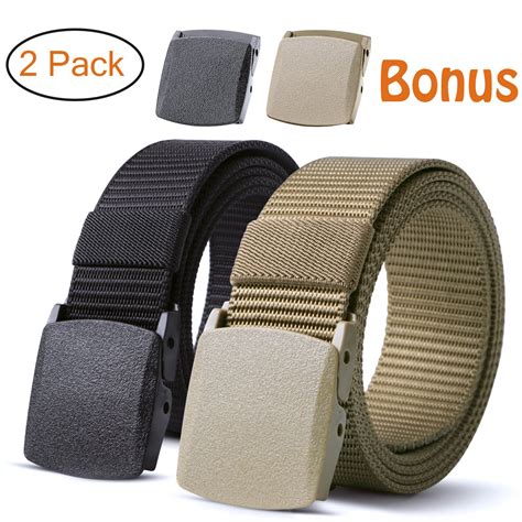 Nylon Military Tactical Men Belt 2 Pack Webbing Canvas Outdoor Web Belt ...