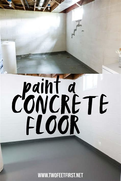 How to paint a concrete floor in a basement | TwoFeetFirst