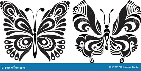 Delicate Butterfly Silhouette Drawing Symmetrical Image Options Stock